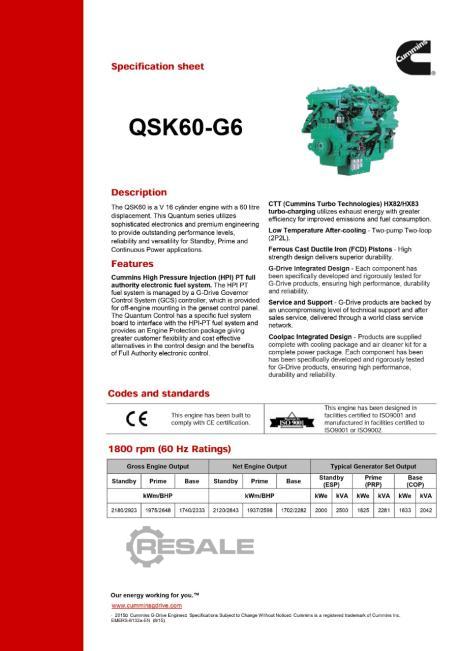 Maschine: CUMMINS QSK60 Diesel generators
